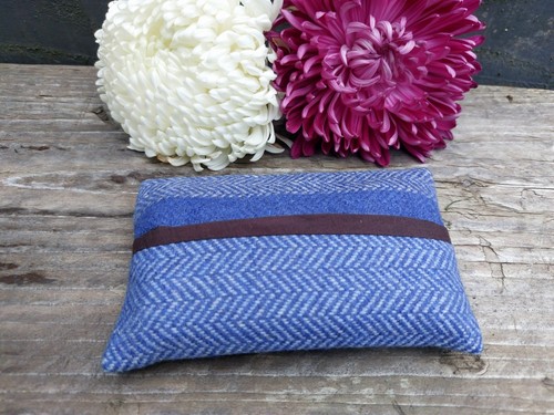 Herringbone blue wool - wool, pocket